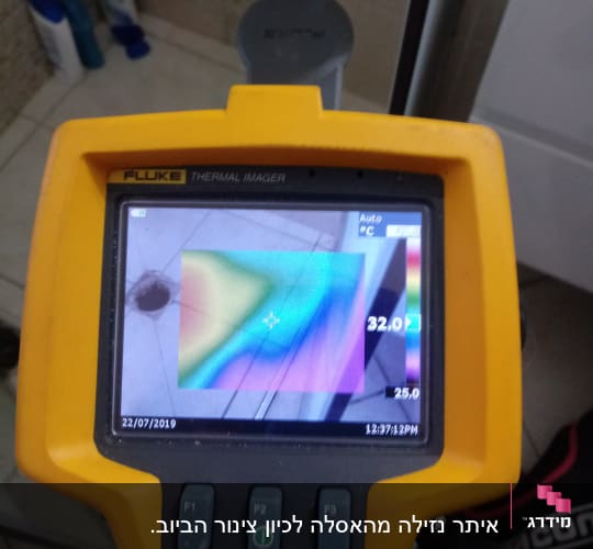 מצלמה תרמית מציגה תמונה צבעונית על מסך